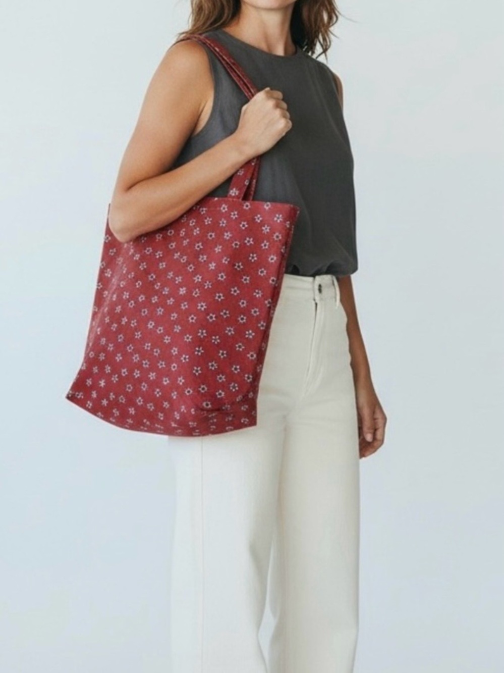 J.Crew Star Spangled Red White Blue Cotton Canvas Tote Bag Reusable Shopper